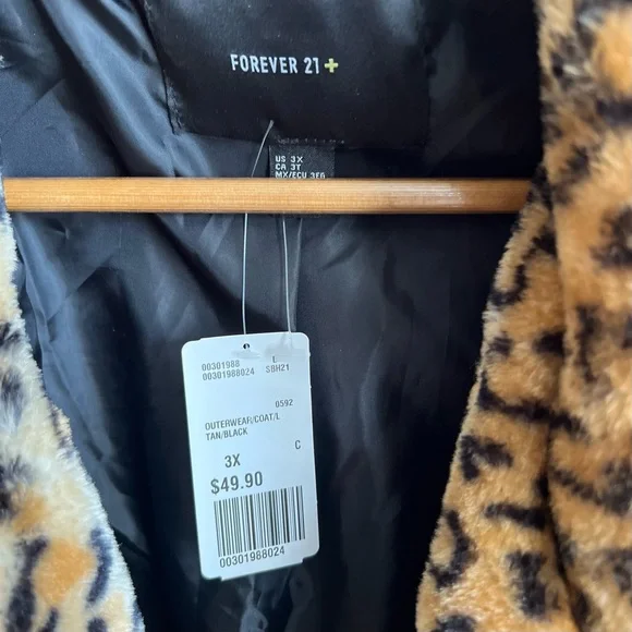 π NWT Leopard FOREVER 21 Gorgeous SOFT Fluffy FAUX FUR Baddie COAT Jacket 3X - Picture 4 of 16